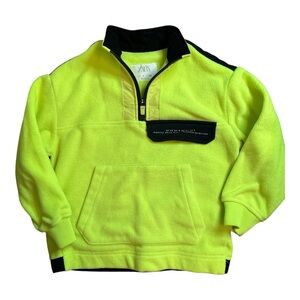 Zara Neon Yellow and Black Fleece Sweatshirt